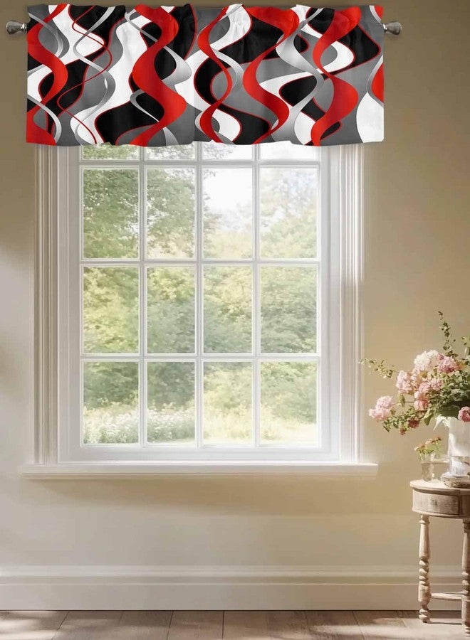 LooPoP Valance for Windows Red Black Lines Curtains Valances Modern Abstract Stripes Short Curtains Rod Pocket Window Treatment for Kitchen Living Room Bedroom Bathroom Cafe Decor 1 Panel 54x18 Inch - Image 5